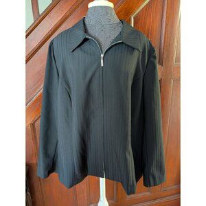 Fashion Bug Womens Plus Size 22W Black Pinstripe Zip-Front Jacket NWT